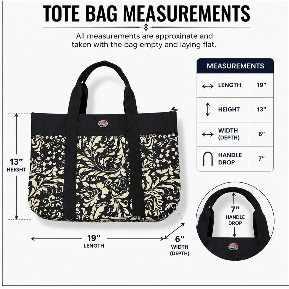 American Tourister Travel Tote Duffel Bag Floral Damask Black Carry On New